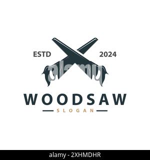 Wood saw logo vector design carpenter tool silhouette woodcutter wood craftsman carpentry company logo Stock Vector