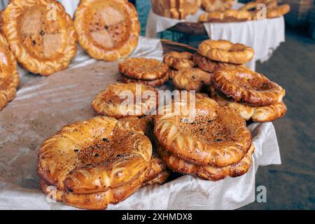 A table full of different types of bread Stock Photo