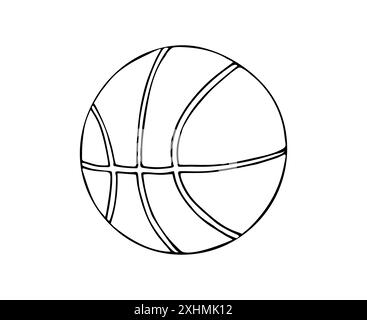 Basketball ball. Hand-drawn illustration on white background. Simple icon of leather basketball. Stock Vector