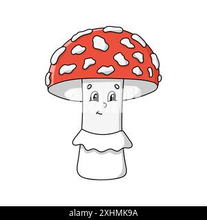 Cartoon character mushroom. Colorful vector illustration. Isolated on white background. Design element. Template for your design, books, stickers, car Stock Vector