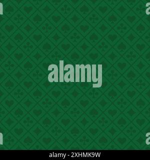 Poker green table background vector illustration with seamless pattern. Realistic playing field for game blackjack. Casino concept. Stock Vector