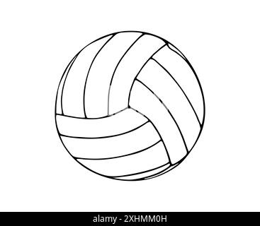 Hand-drawn Ball for playing volleyball. Valleyball equipment. Team sport activity concept. Volleyball for playing on summer beach. Ball line icon isol Stock Vector