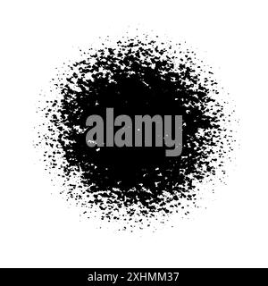 Circle spray gradient pattern. Grain dot round frame. Noise texture ring. White black dust or sand circular border. Sun view. Solar eclipse. Abstract Stock Vector