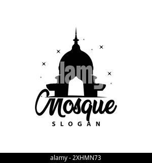 Mosque logo ramadan day design template vector silhouette Islamic place of worship Stock Vector