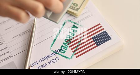USA visa approved, application form for emigration abroad Stock Photo