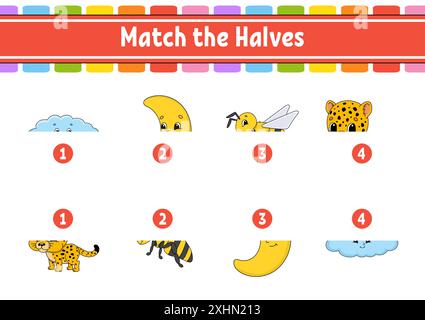 Connect the halves worksheet. Matching game for preschool children with ...