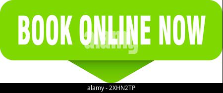 book online now sticker. book online now sign on transparent background. rectangular button Stock Vector