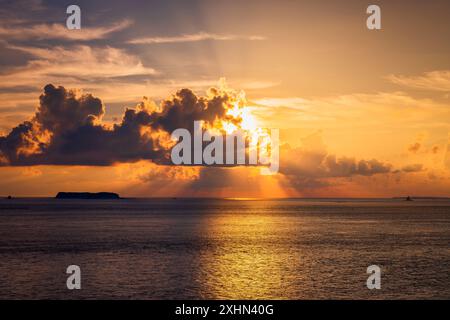 Sunrise seen from the Qimei island, dramatic sunrise, clouds on the sunrise Stock Photo