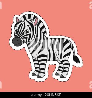 Sticker with contour. cartoon character. Animal theme. Colorful vector illustration. Isolated on color background. Template for your design. Stock Vector