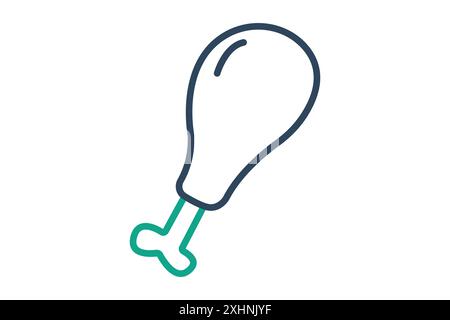 Chicken leg icon. icon related to protein source. line icon style. nutrition elements vector illustration Stock Vector