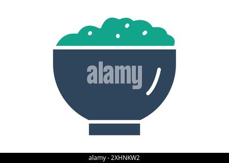 Rice icon. rice bowl. icon related to staple food. solid icon style. nutrition elements vector illustration Stock Vector