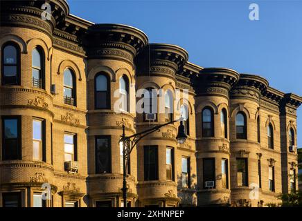 row houses along Prospect Park west in Brooklyn NYC Stock Photo