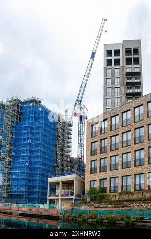 Construction work underway on a tower block adjacent to the Grand Union Hotel Paddington Arm in London, UK Stock Photo