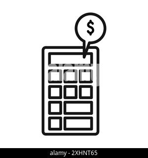 Accounting Calculator icon Black line art vector in black and white outline set collection sign Stock Vector