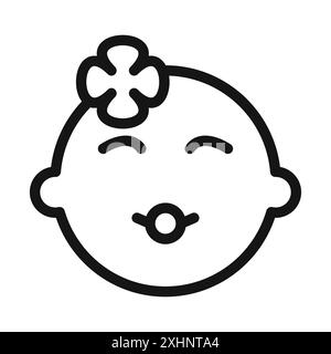 baby face icon Black line art vector in black and white outline set collection sign Stock Vector