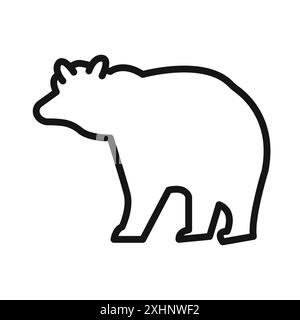 Bear icon Black line art vector in black and white outline set collection sign Stock Vector