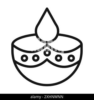 Diwali diya icon Black line art vector in black and white outline set collection sign Stock Vector