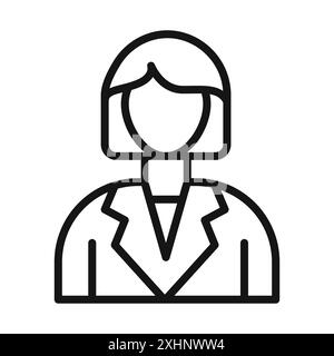 Female Teacher icon Black line art vector in black and white outline set collection sign Stock Vector