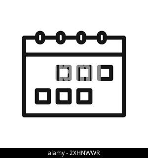 Calendar icon Black line art vector in black and white outline set collection sign Stock Vector
