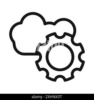 Cloud Data settings icon Black line art vector in black and white outline set collection sign Stock Vector