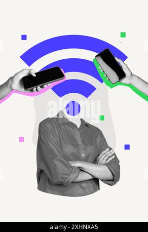Composite collage picture image of wifi connection device internet modern technology billboard comics zine minimal Stock Photo