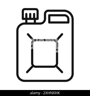 Jerrycan oil icon Black line art vector in black and white outline set collection sign Stock Vector