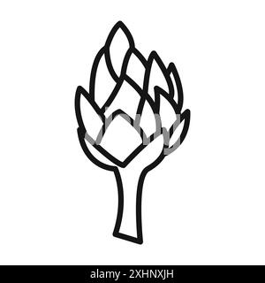 artichoke icon Black line art vector in black and white outline set collection sign Stock Vector