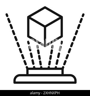 Holographic Display icon Black line art vector in black and white outline set collection sign Stock Vector