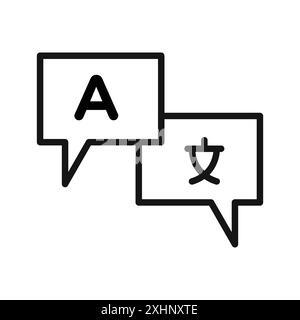 Language translation icon Black line art vector in black and white outline set collection sign Stock Vector