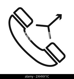 merge call icon Black line art vector in black and white outline set collection sign Stock Vector