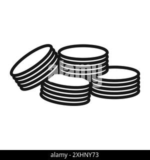 macarons icon Black line art vector in black and white outline set collection sign Stock Vector