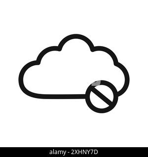 cloud sync disable icon Black line art vector in black and white outline set collection sign Stock Vector