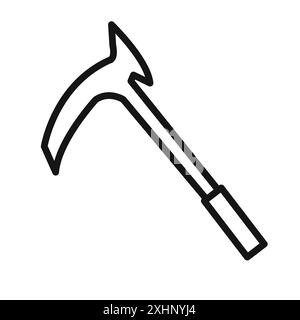 Scythe icon Black line art vector in black and white outline set collection sign Stock Vector
