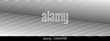 Black diagonal lines with a transition from thin to thick thickness. Striped gradient wallpaper drawn in ink. Abstract geometric background with Stock Vector