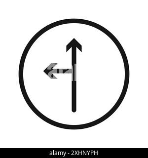 Left side road icon Black line art vector in black and white outline set collection sign Stock Vector