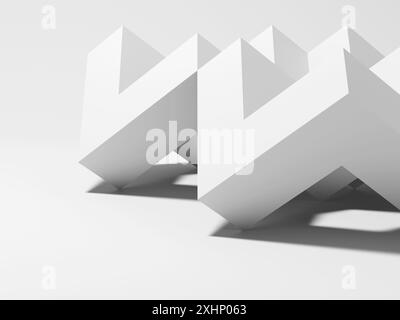 Abstract white installation is on white background with soft shadow. 3d render illustration Stock Photo