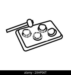 Mole Game Whack icon Black line art vector in black and white outline set collection sign Stock Vector