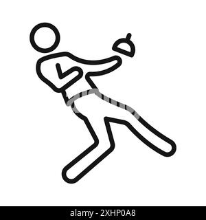 waiter falling icon Black line art vector in black and white outline set collection sign Stock Vector