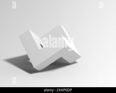 Abstract white geometric object is on white background. Hexabit. 3d rendering illustration Stock Photo