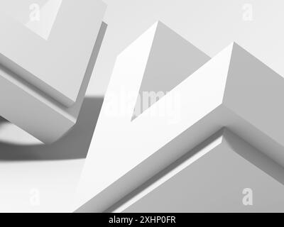 Abstract white low-poly geometric installation. Digital graphic background. 3d render illustration Stock Photo