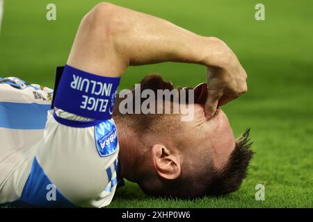 Argentinas forward Lionel Messi gestures in pain during the Copa America USA 2024 final match between Argentina and Colombia, at Hard Rock Stadium, on July 14, 2024 MIAMI UNITED STATES Copyright: xALEJANDROxPAGNIx Stock Photo