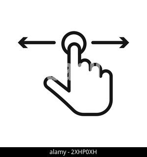 Horizontal swipe Flick Icon Black line art vector in black and white outline set collection sign Stock Vector