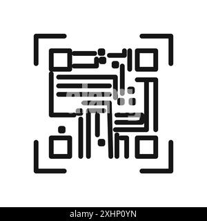 QR code scanning icon Black line art vector in black and white outline set collection sign Stock Vector