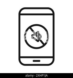 silent phone icon Black line art vector in black and white outline set collection sign Stock Vector