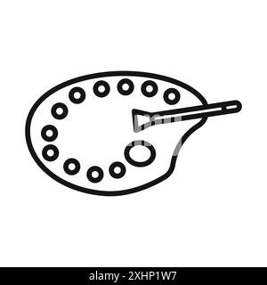 palette color icon Black line art vector in black and white outline set ...