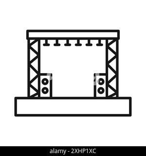 Stage icon Black line art vector in black and white outline set collection sign Stock Vector