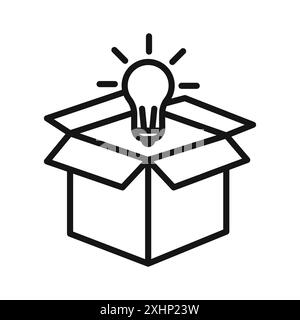 Think out of box idea icon Black line art vector in black and white outline set collection sign Stock Vector