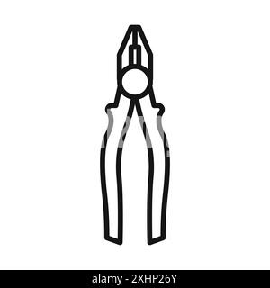 Plumber pliers icon Black line art vector in black and white outline set collection sign Stock Vector