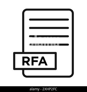 RFA File icon Black line art vector in black and white outline set collection sign Stock Vector