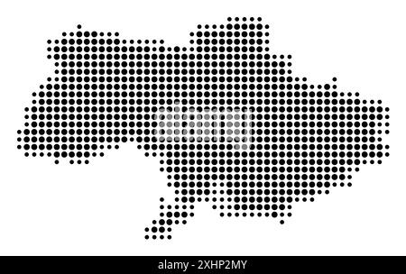 Abstract map of Ukraine showing the area of the country with a pattern of black circles Stock Vector